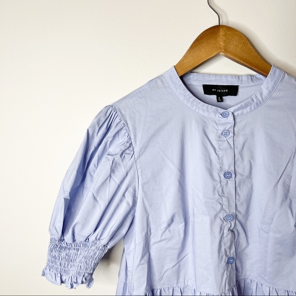 En Saison Willow Blue Tiered Poplin Midi Dress - Picture 5 of 8